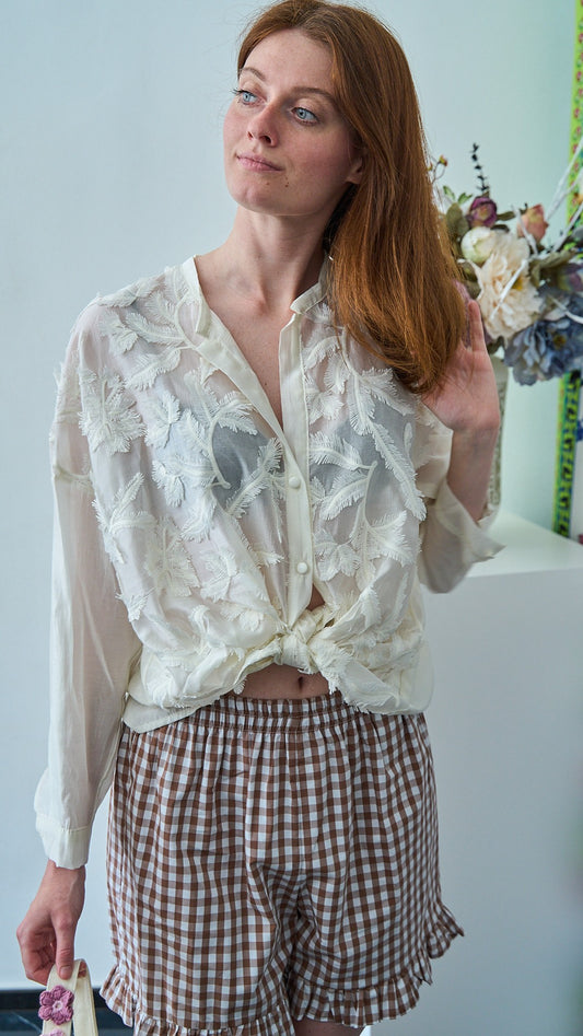 Tensione In - Camicia con applicazioni - ART.S26C106CAMO - Burro