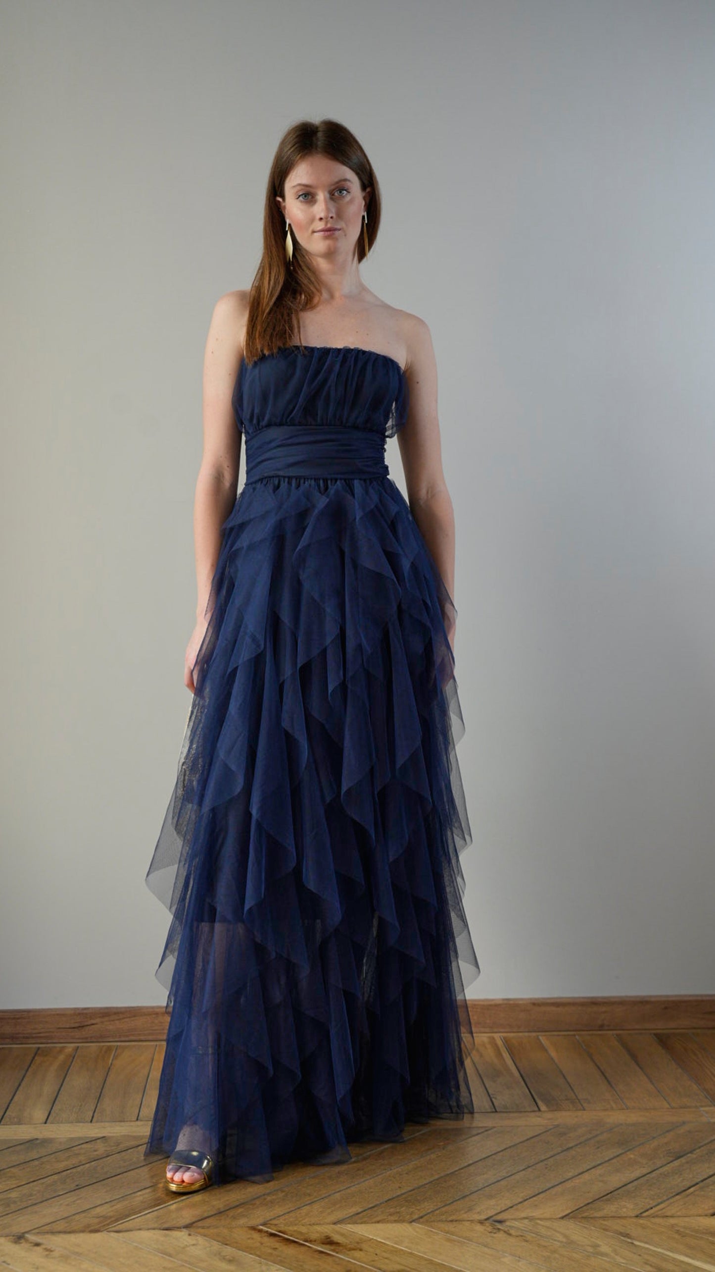 Lokita - Abito lungo in tulle blu - ART.LOK066/1113/25SSPR