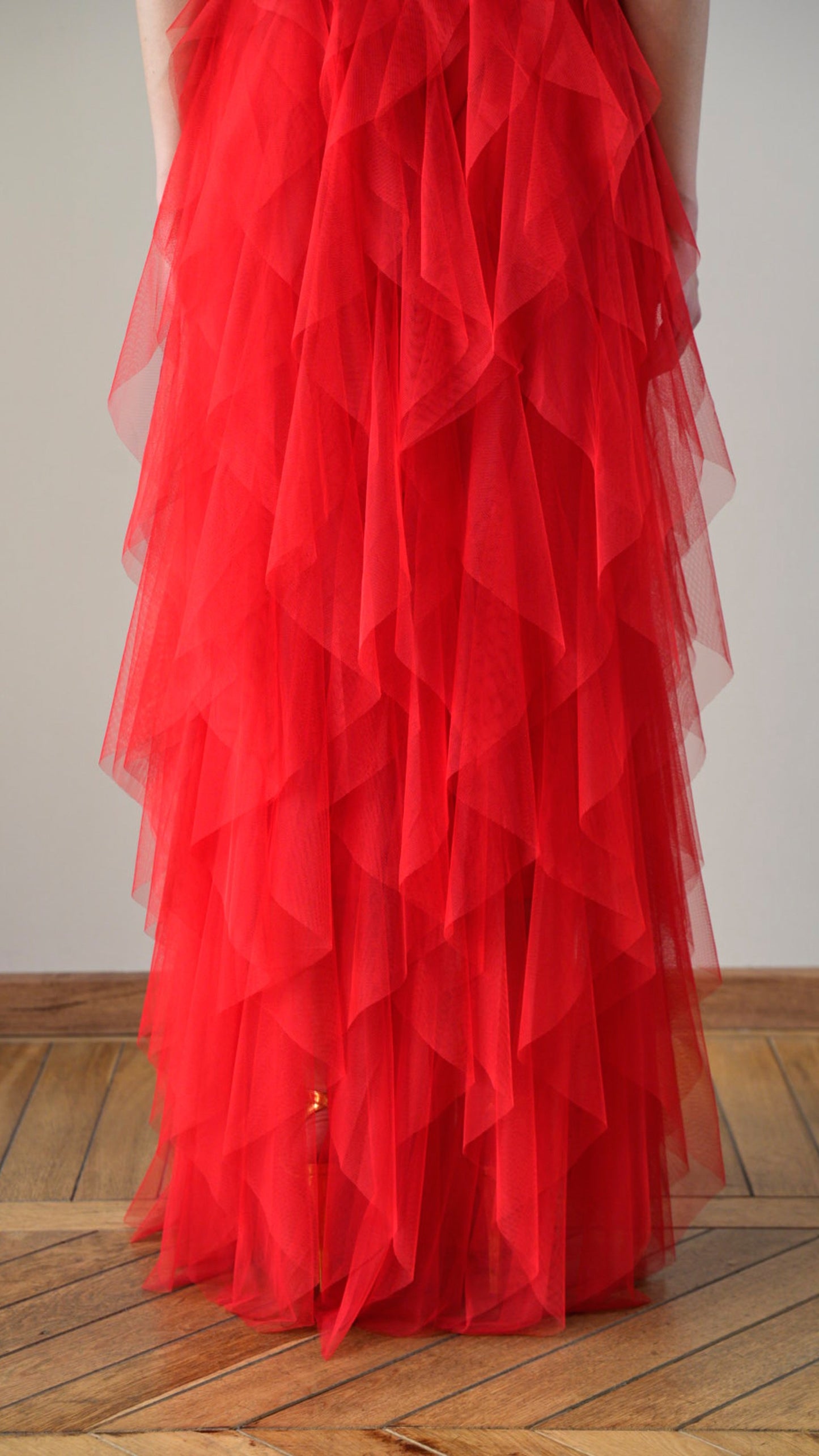 Lokita - Abito lungo in tulle rosso - ART.LOK066/1113/25SSPR