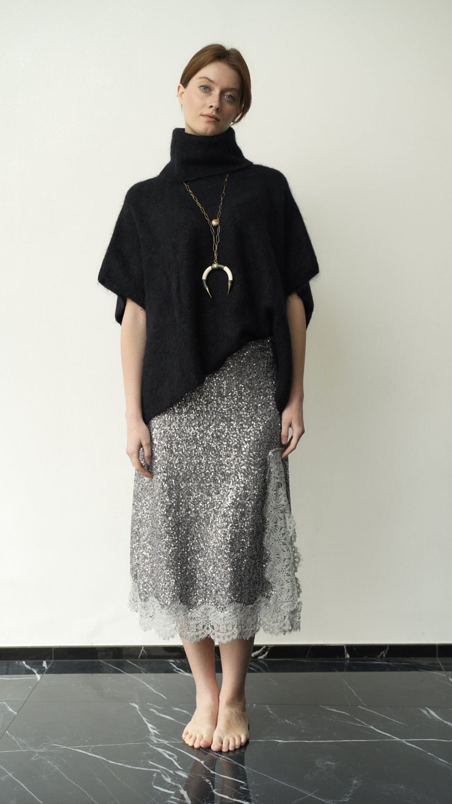 Tensione In - Gonna paillettes con pizzo - ART.37981