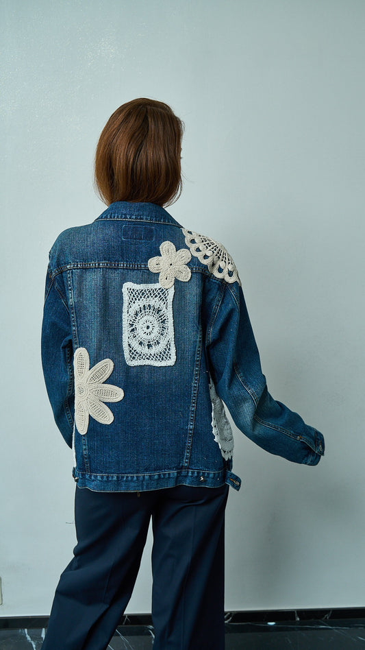 Tensione in - Giubbotto jeans patch crochet - ART.TEVTA0165PE26