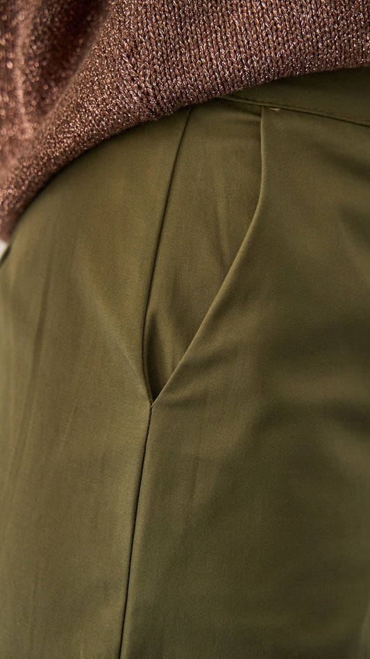 King Kong - Pantalone palazzo in cotone ART.SP8EG17 Verde militare "Amry"