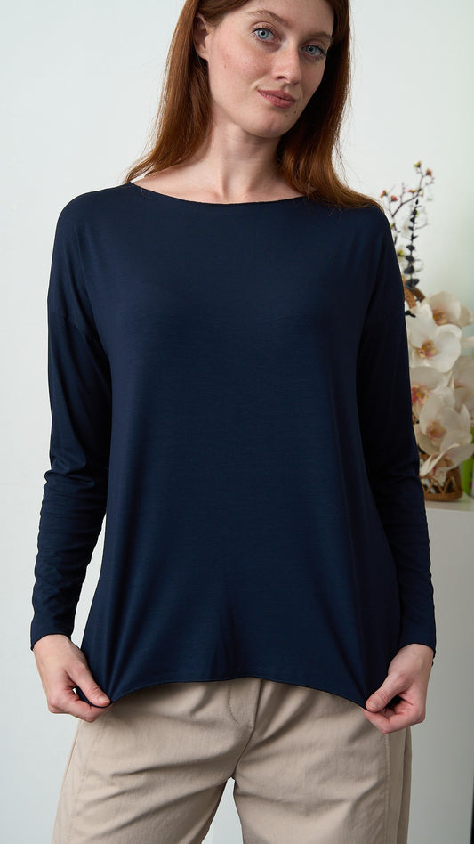 Via Roma - Maglia morbida girocollo in viscosa - Blu - ART.26AI4000500