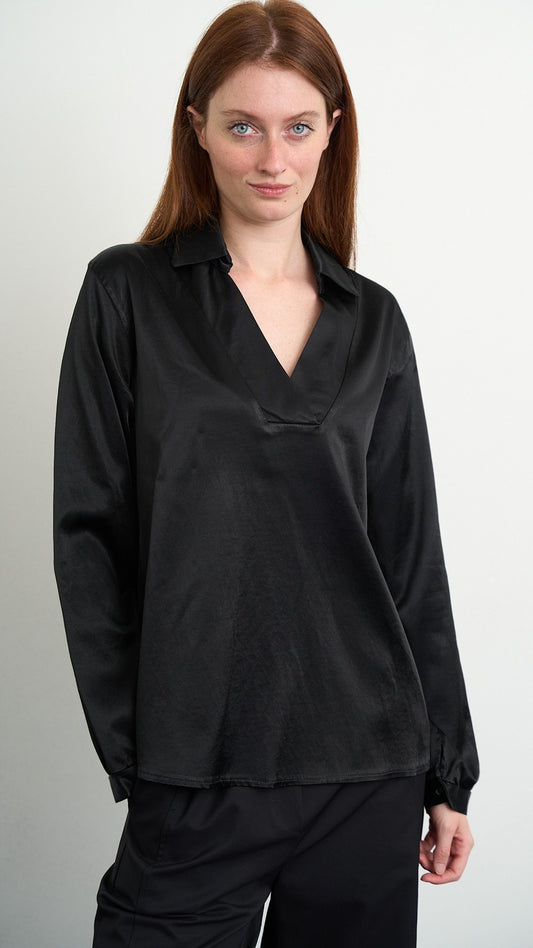 Via Roma - Blusa con scollo a V - Nero - ART.26AI4000760