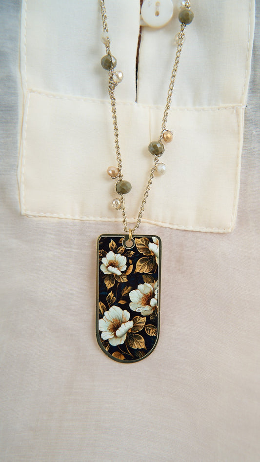 Via Roma - Collana "Ambrosia" - Nero - Avorio - Oro - Verde - Beige - Trasparente