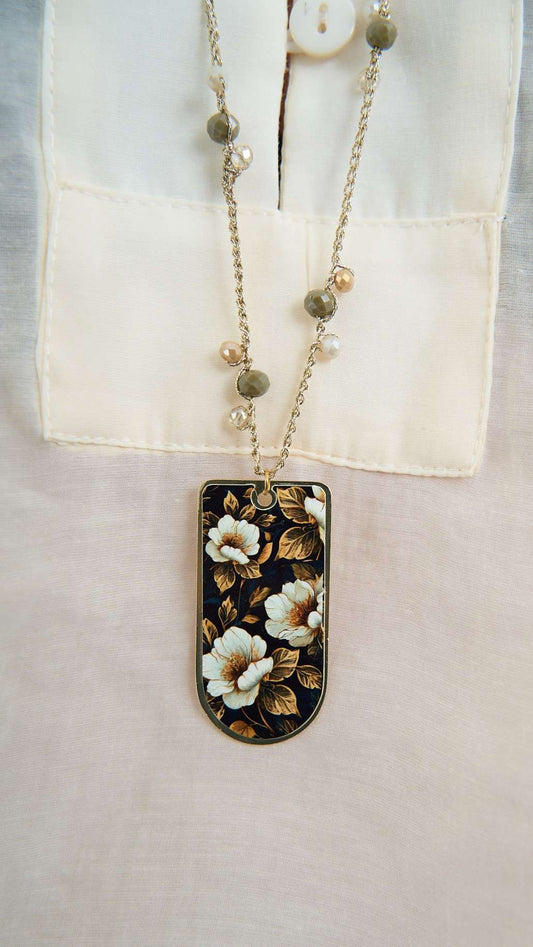 Via Roma - Collana "Ambrosia" - Nero - Avorio - Oro - Verde - Beige - Trasparente