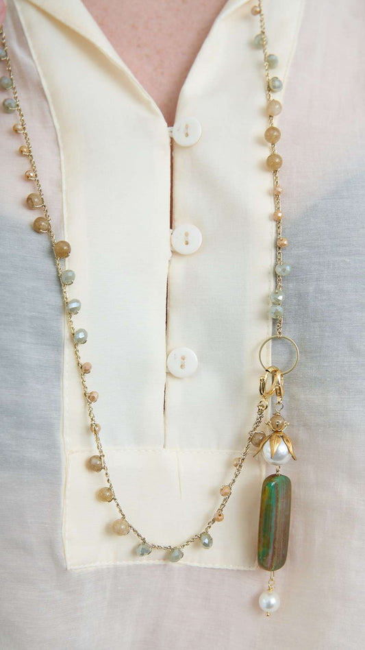 Via Roma - Collana "Krizia" - Oro - Beige Champagne - Miele - Verde Salvia - Azzurro Polvere