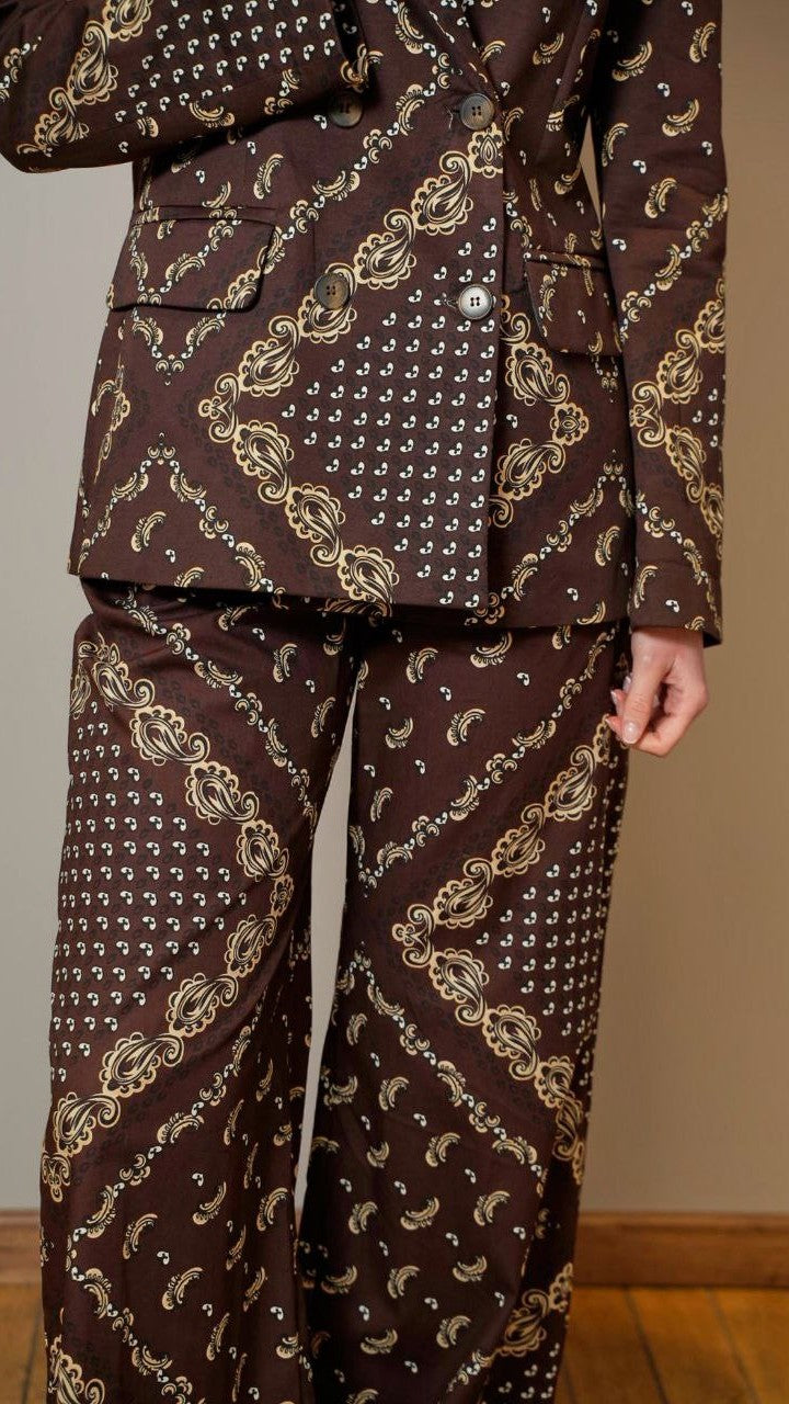 Tensione In - Pantaloni bandana con elastico sfondo marrone - ART.36545