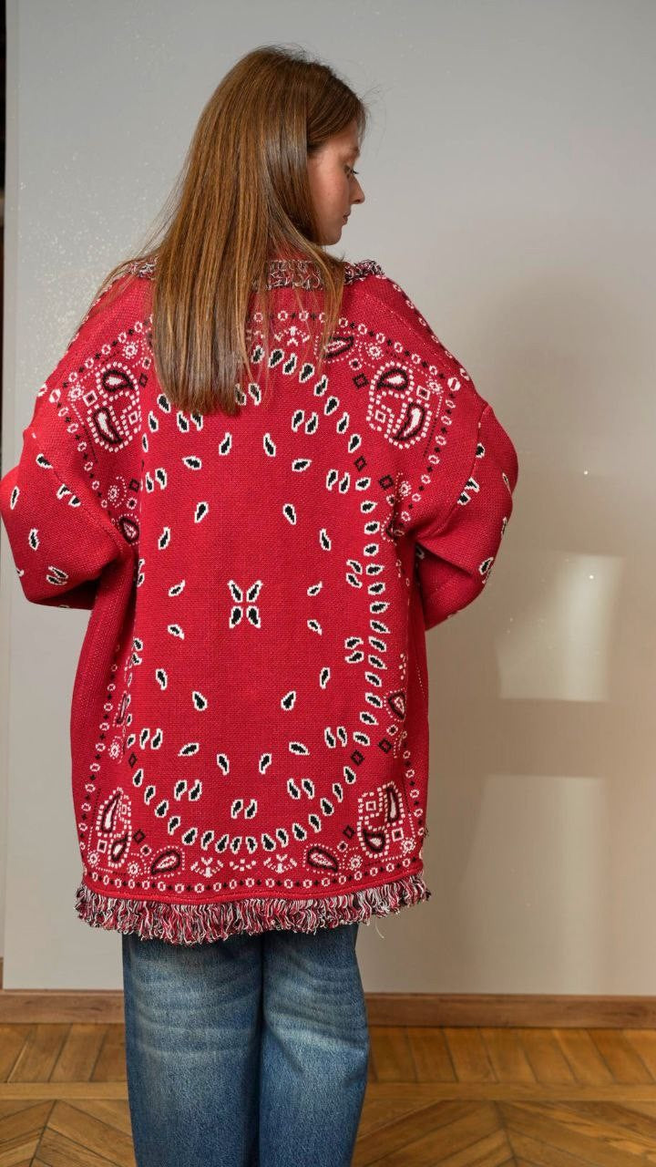 Tensione In - Cardigan bandana sfondo rosso - ART.TEP5HMG21A414