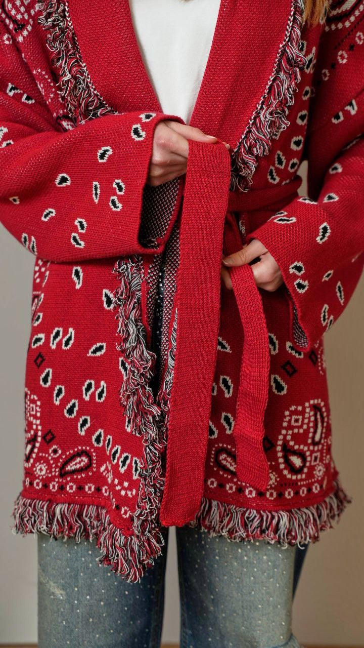 Tensione In - Cardigan bandana sfondo rosso - ART.TEP5HMG21A414