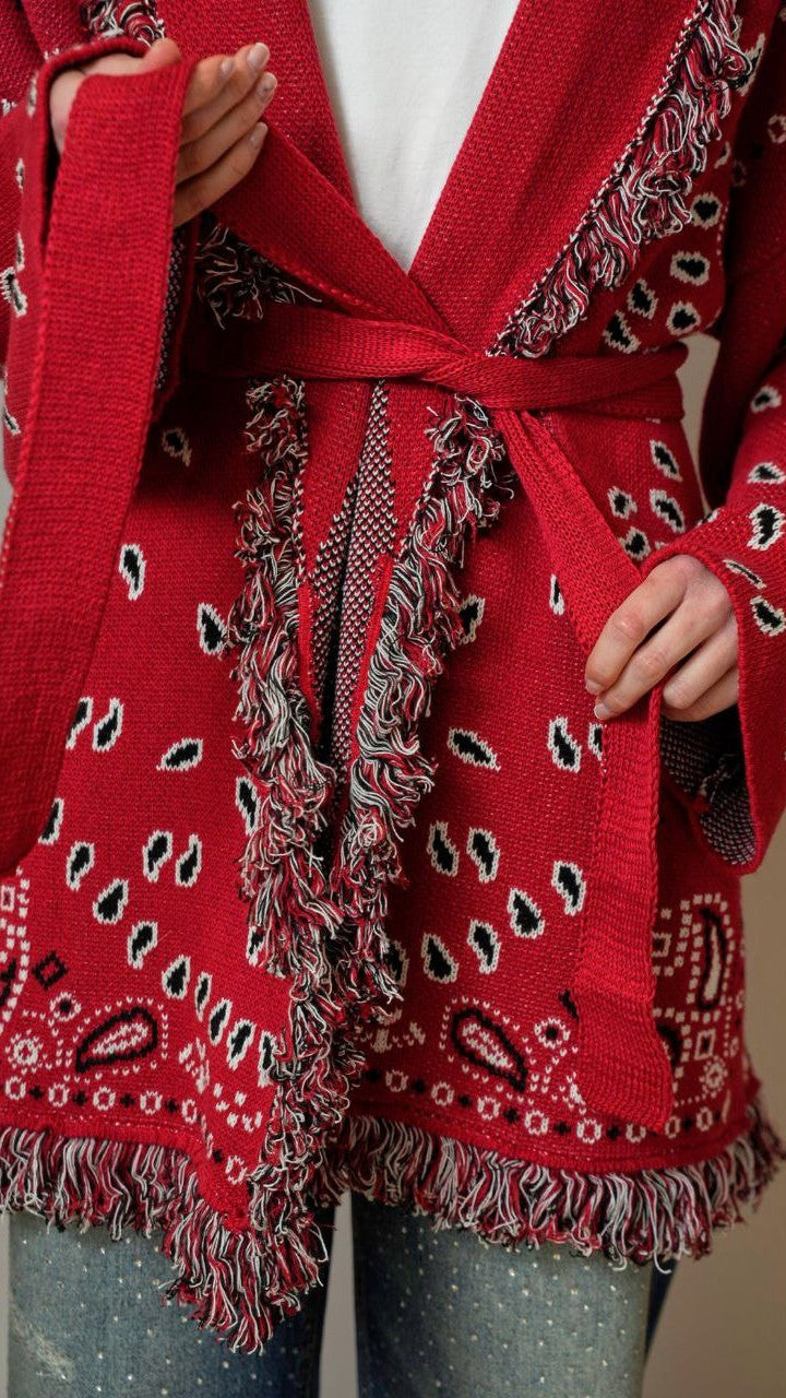 Tensione In - Cardigan bandana sfondo rosso - ART.TEP5HMG21A414