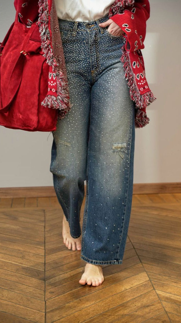 Zahjr - Jeans con strass lavaggio blu - ART.53539712