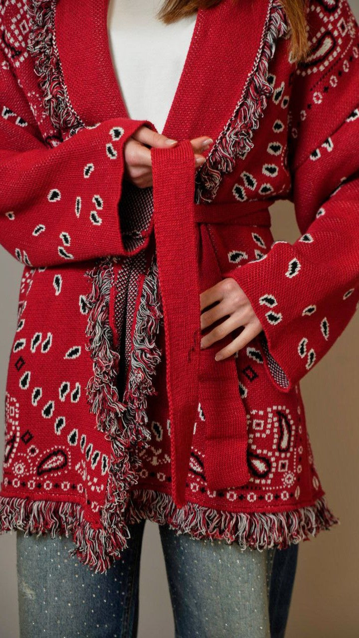 Tensione In - Cardigan bandana sfondo rosso - ART.TEP5HMG21A414