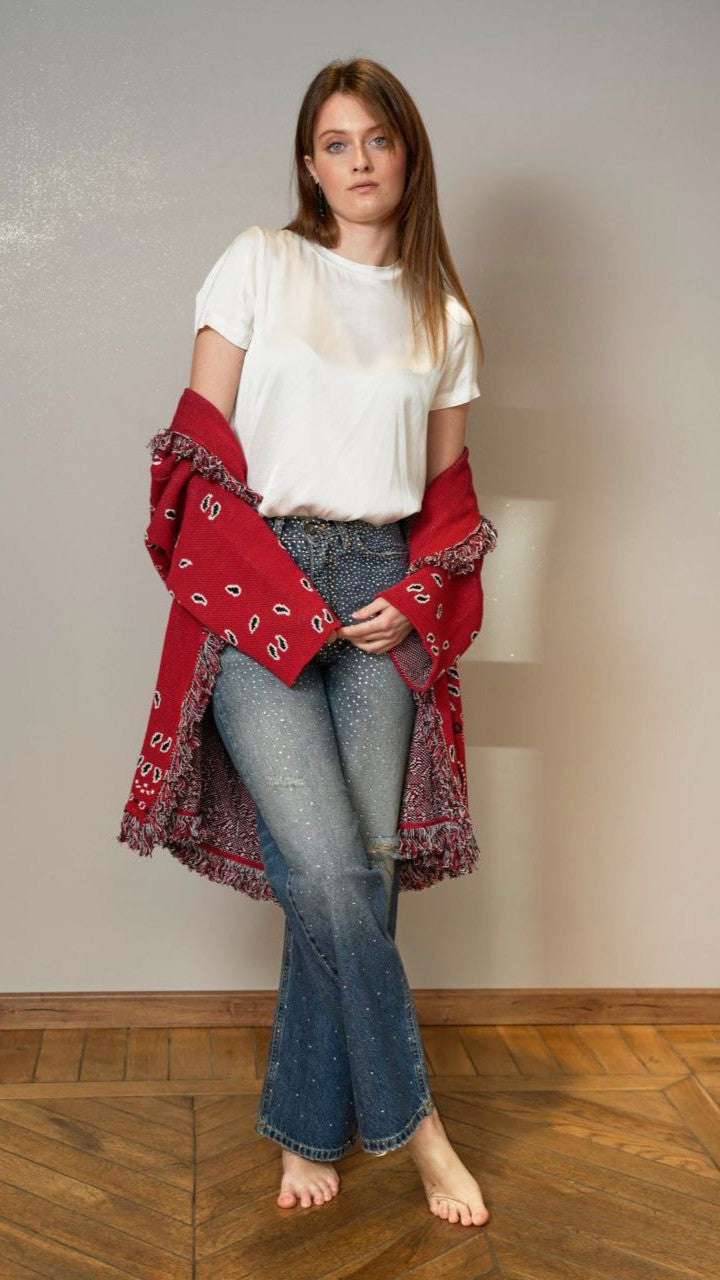 Tensione In - Cardigan bandana sfondo rosso - ART.TEP5HMG21A414