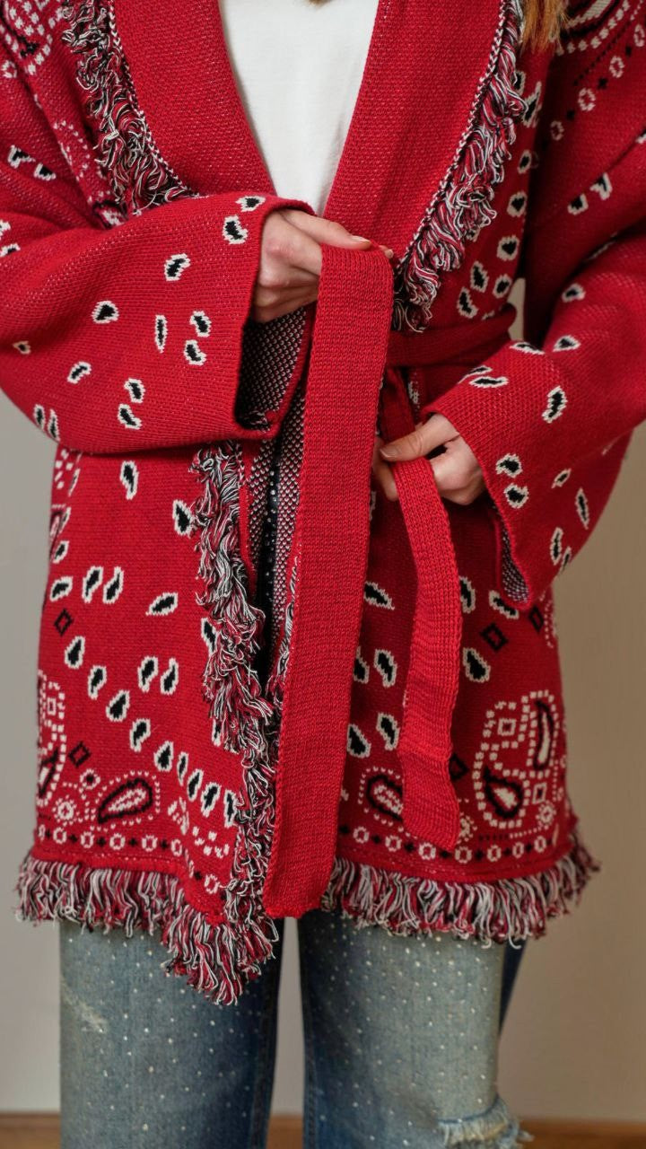 Tensione In - Cardigan bandana sfondo rosso - ART.TEP5HMG21A414