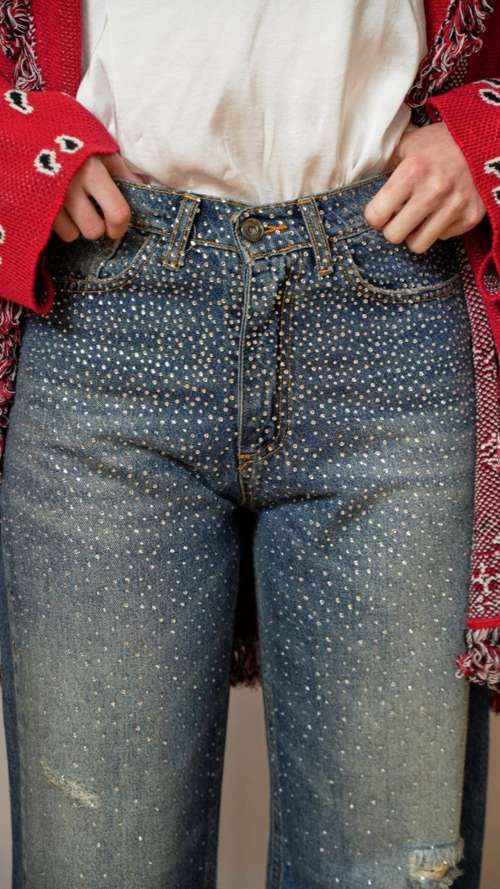 Zahjr - Jeans con strass lavaggio blu - ART.53539712