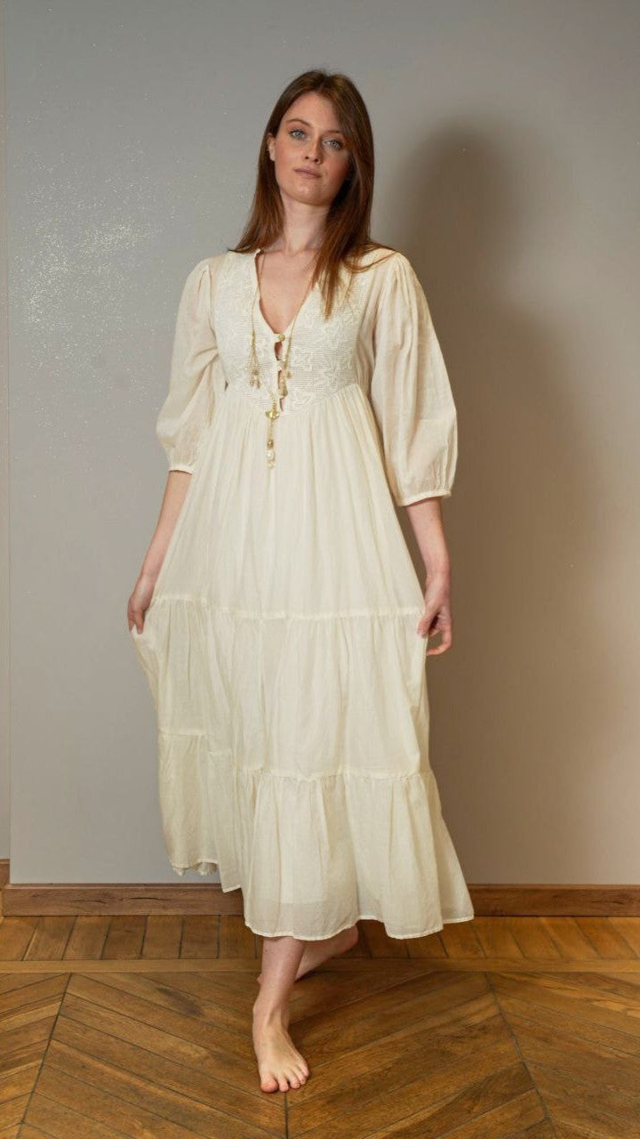 Lokita - Abito avorio in macramé - ART.6822/1016/25