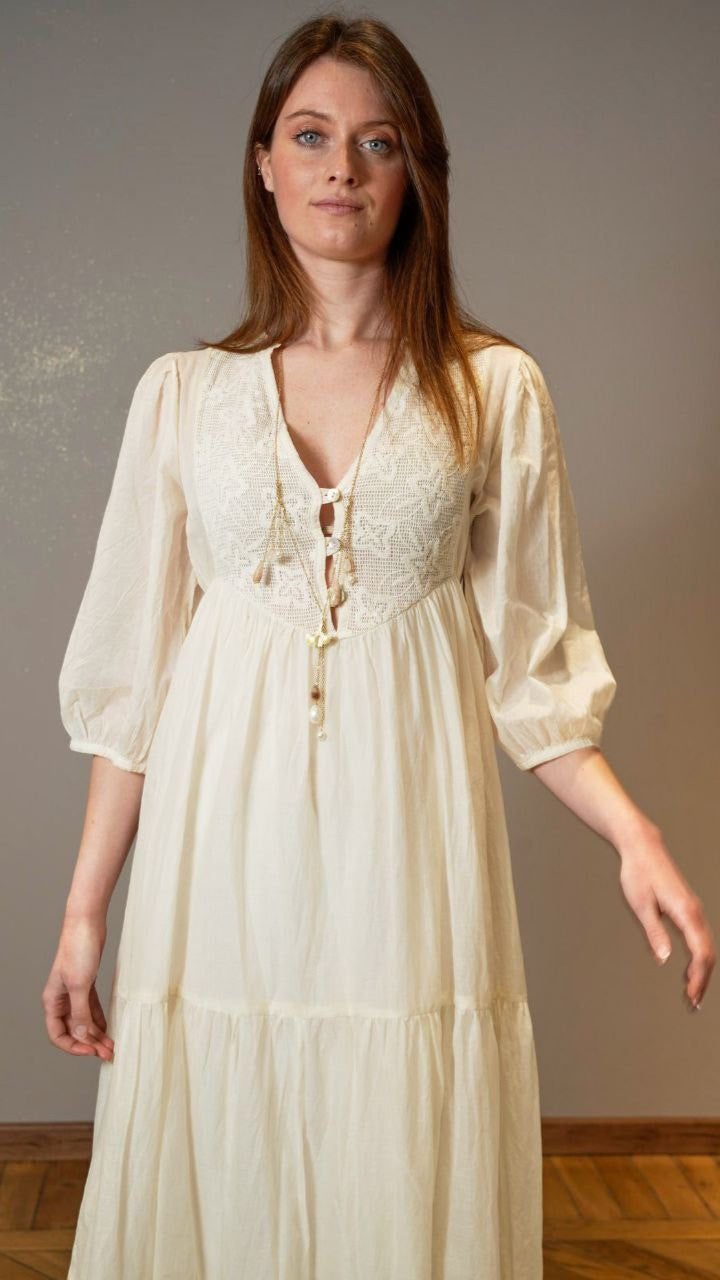 Lokita - Abito avorio in macramé - ART.6822/1016/25