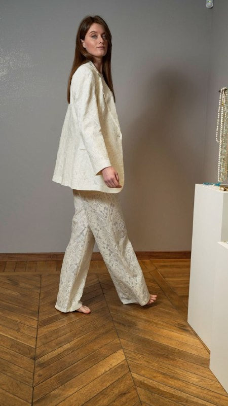 Zahjr - Pantaloni in pizzo color panna - ART.53539791