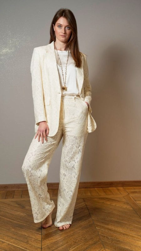 Zahjr - Pantaloni in pizzo color panna - ART.53539791