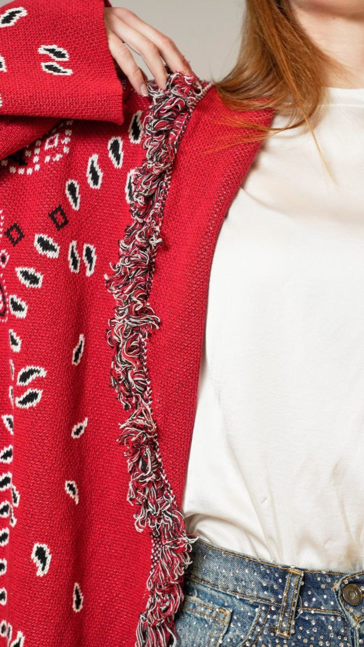 Tensione In - Cardigan bandana sfondo rosso - ART.TEP5HMG21A414