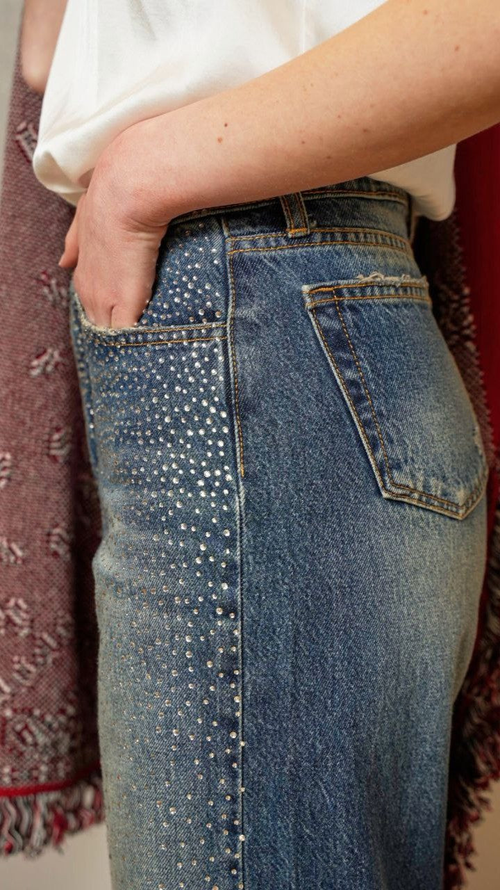 Zahjr - Jeans con strass lavaggio blu - ART.53539712