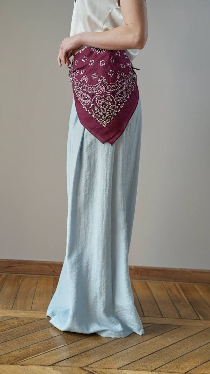 Zahjr - Pantaloni in tinta unita celeste polvere con bandana - ART.53539863