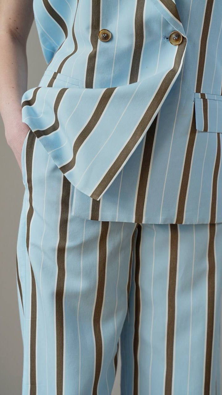 Zahjr - Pantaloni fantasia a righe moro e sfondo cielo - ART.53539900