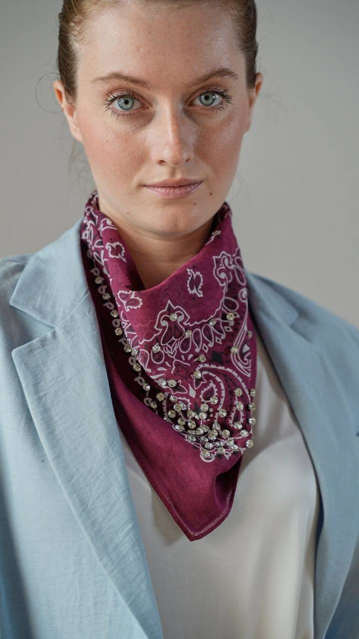 Zahjr - Giacca in tinta unita celeste polvere con bandana - ART.53539861