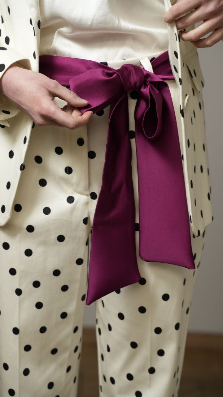 Tensione In - Pantaloni a pois neri con sfondo bianco - ART.TES25P114
