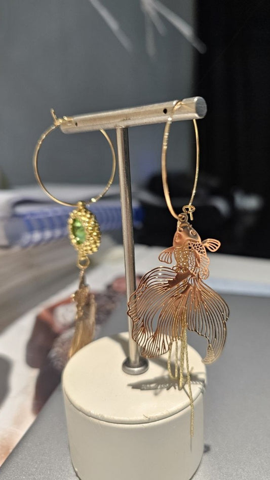 Via Roma - Orecchini "Mix and Match" Dorato - Verde