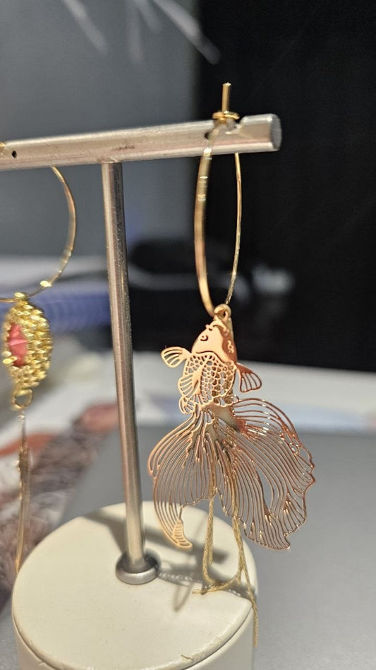 Via Roma - Orecchini "Mix and Match" Dorato - Fucsia