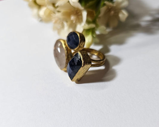 Anello "Turco" Blu - Grigio - Avorio