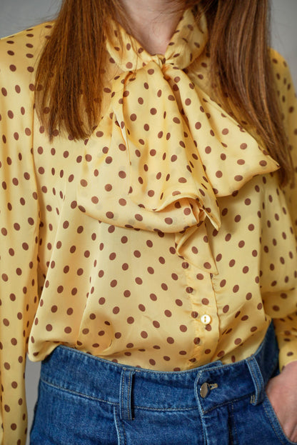 Tensione in - Camicia a pois marroni con sfondo giallo - ART.25C7284