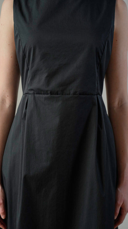 Lokita - Abito con tasche in tinta unita nero - ART.LOK015/1283/25SSPR
