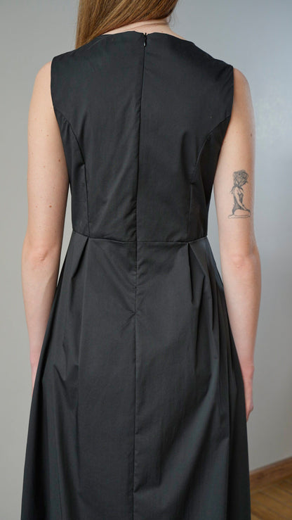 Lokita - Abito con tasche in tinta unita nero - ART.LOK015/1283/25SSPR