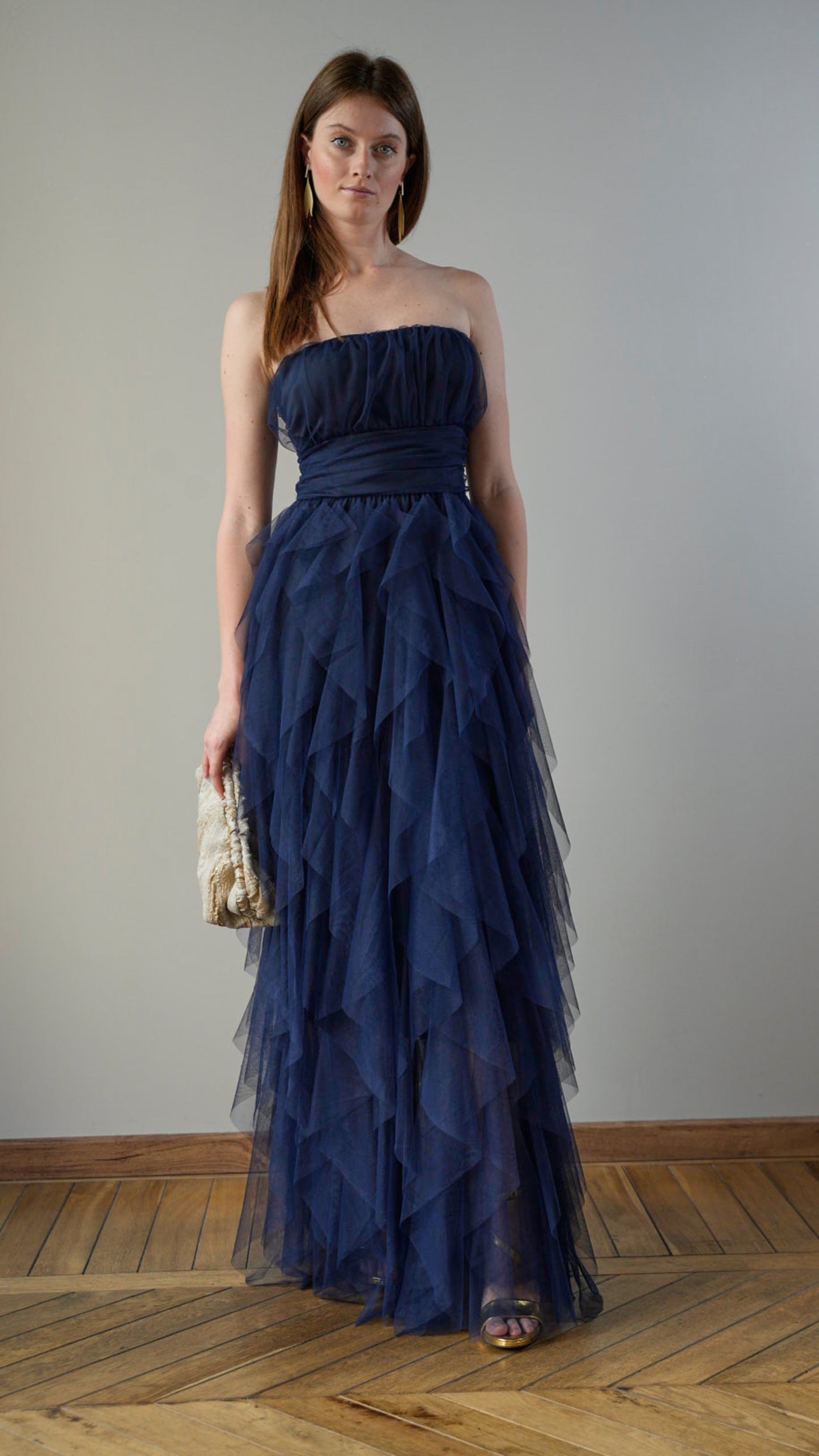 Lokita - Abito lungo in tulle blu - ART.LOK066/1113/25SSPR