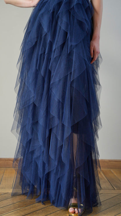 Lokita - Abito lungo in tulle blu - ART.LOK066/1113/25SSPR