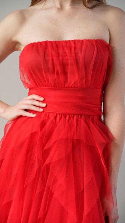 Lokita - Abito lungo in tulle rosso - ART.LOK066/1113/25SSPR