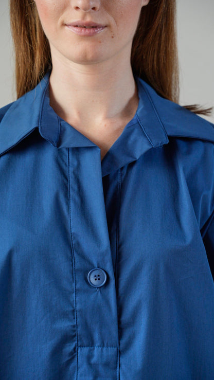 Lokita - Abito tinta unita blu con collo - ART.LOK014/1238/25SSPR