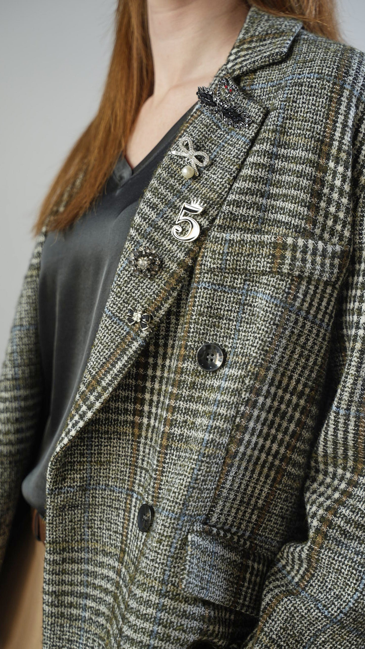 Tensione In - Blazer a quadri con spille removibili - ART.26B122AI25CAMP