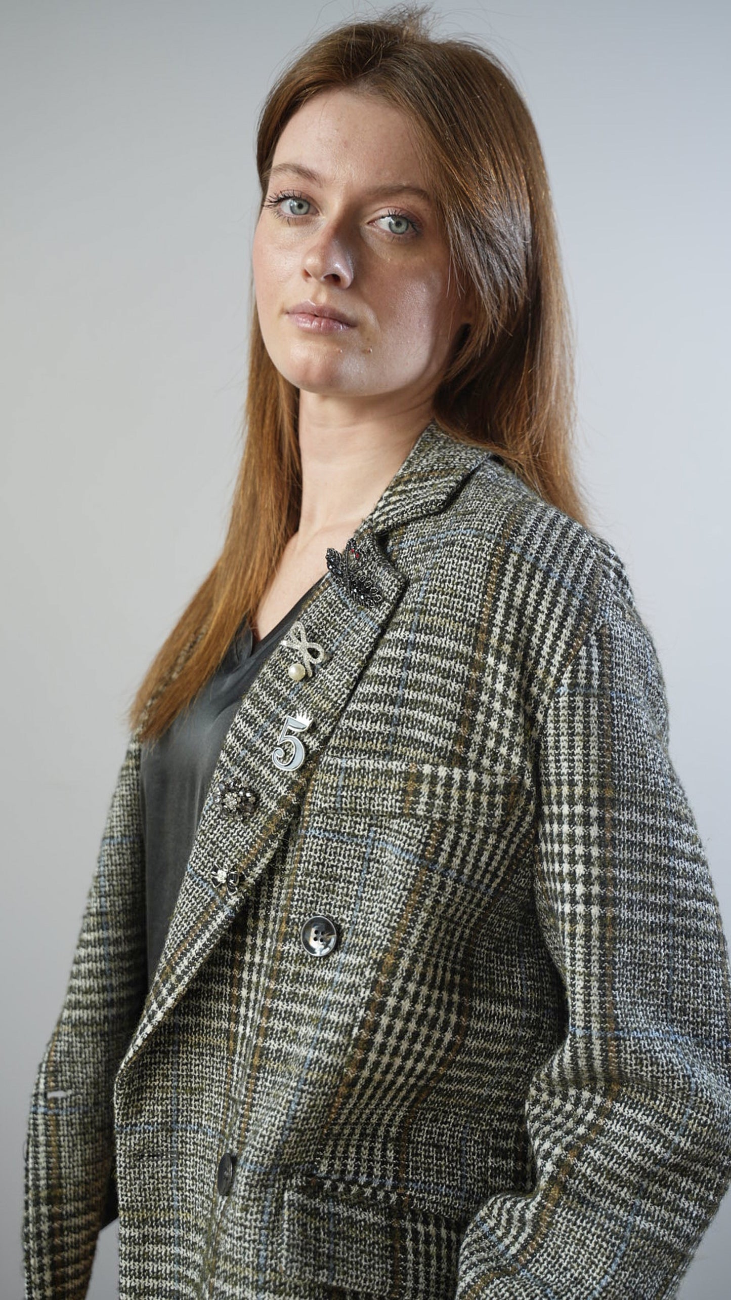 Tensione In - Blazer a quadri con spille removibili - ART.26B122AI25CAMP