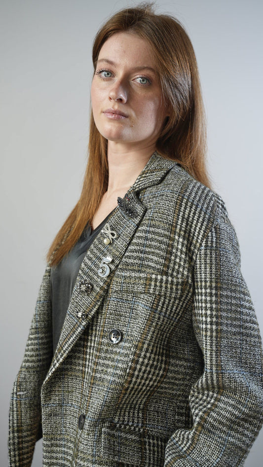Tensione In - Blazer a quadri con spille removibili - ART.26B122AI25CAMP