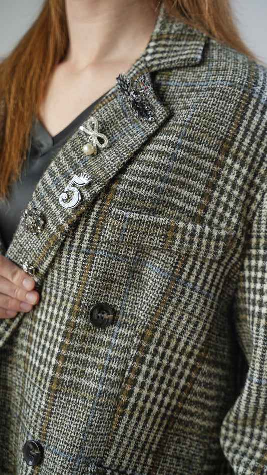 Tensione In - Blazer a quadri con spille removibili - ART.26B122AI25CAMP