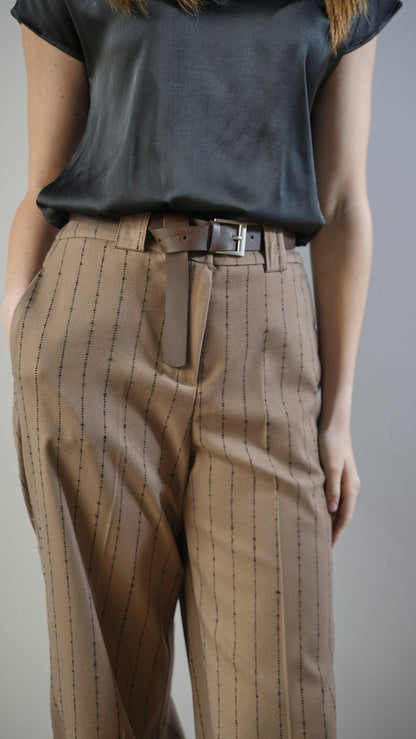 Tensione In - Pantaloni beige gessato nero - ART.26P132AI25CAMP