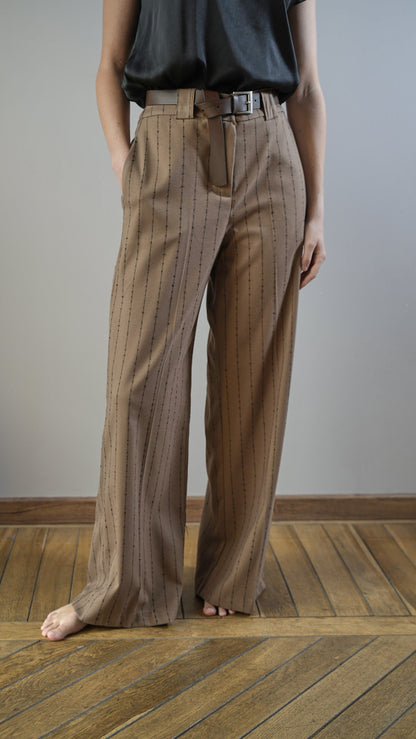 Tensione In - Pantaloni beige gessato nero - ART.26P132AI25CAMP