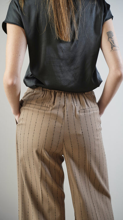 Tensione In - Pantaloni beige gessato nero - ART.26P132AI25CAMP