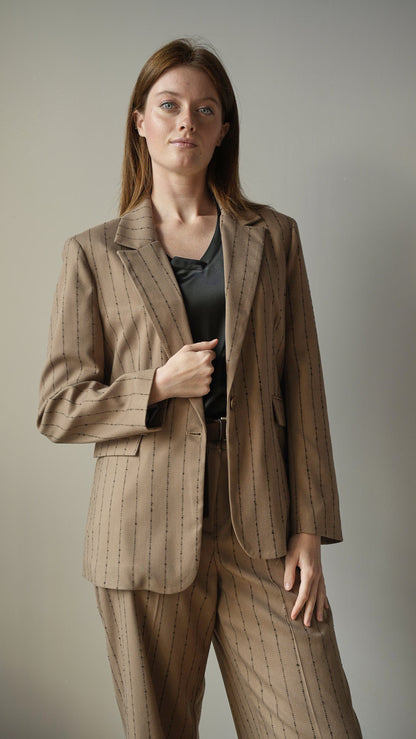 Tensione In - Blazer beige gessato nero - ART.26B131AI25CAMP