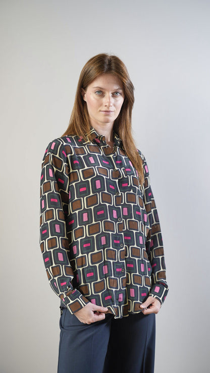 Tensione In - Camicia con stampa geometrica - ART.AI25-2042CAMP