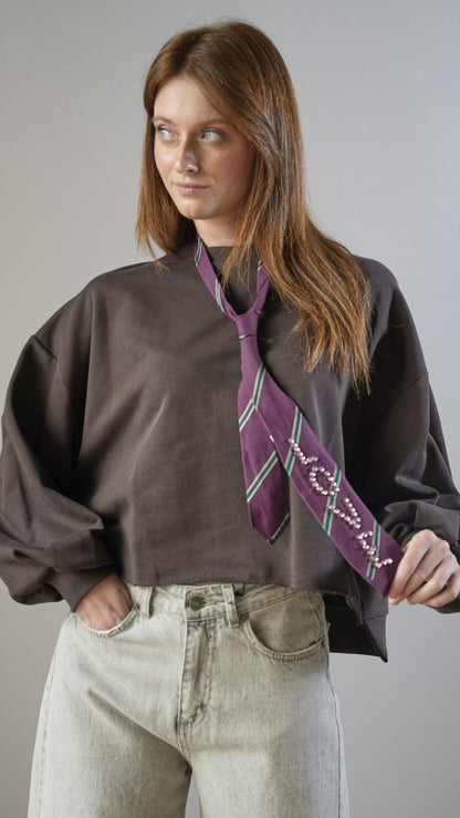 Tensione in - Felpa irregolare con cravatta removibile - ART.36900AI25CAMP